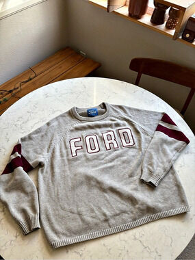Ford Logo Crewneck Sweater in Gray & Red